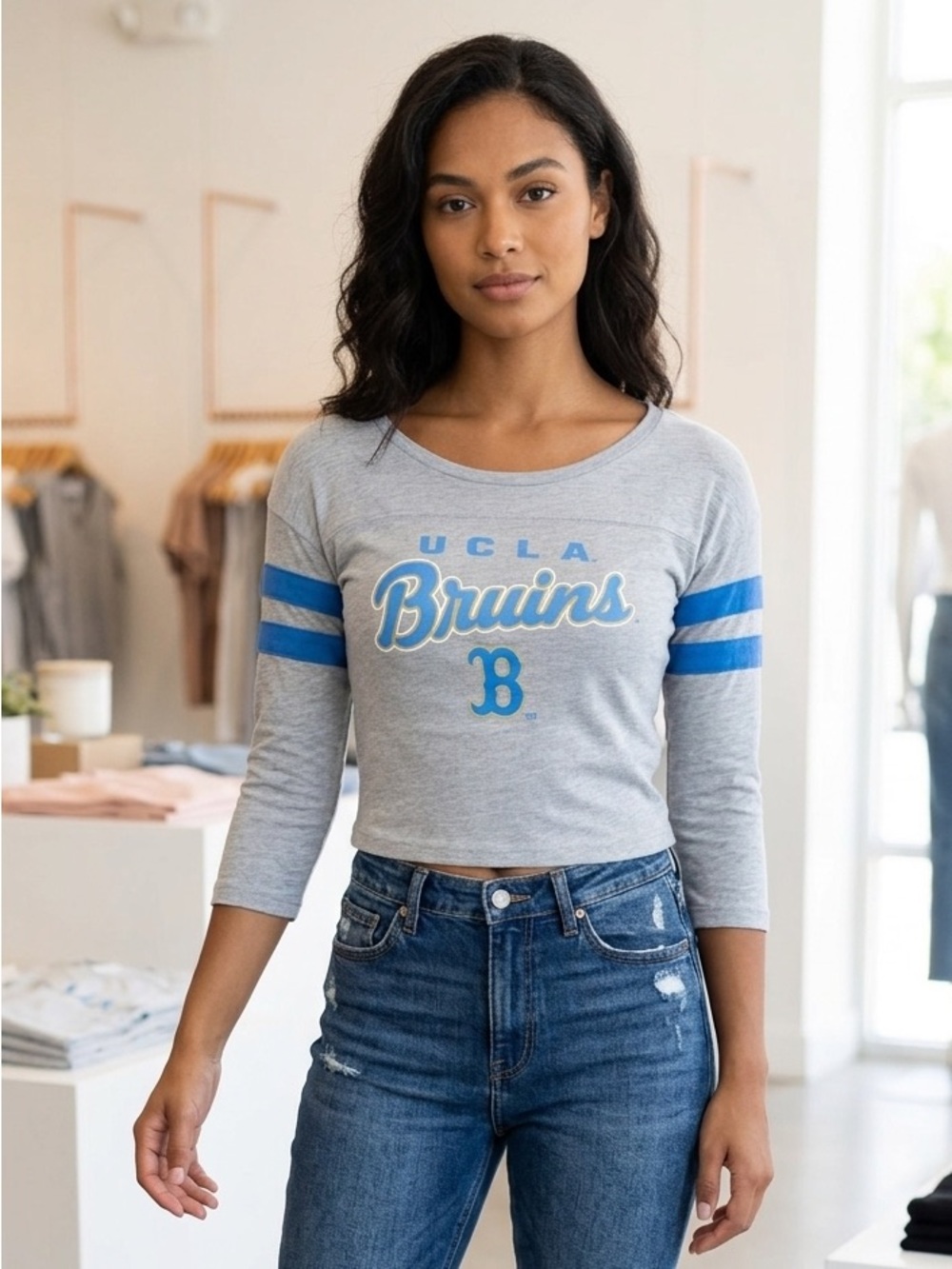 Gen2 UCLA Bruins Top Gray and Blue Long Sleeve Size Small 7/8